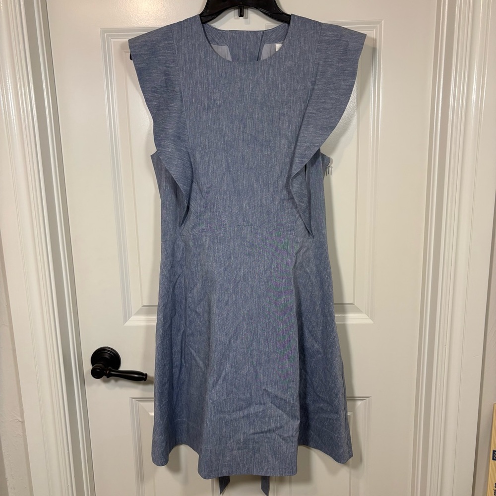 NWT A Loves A Linen Blend A-Frame Dress Medium Blue Women’s 6